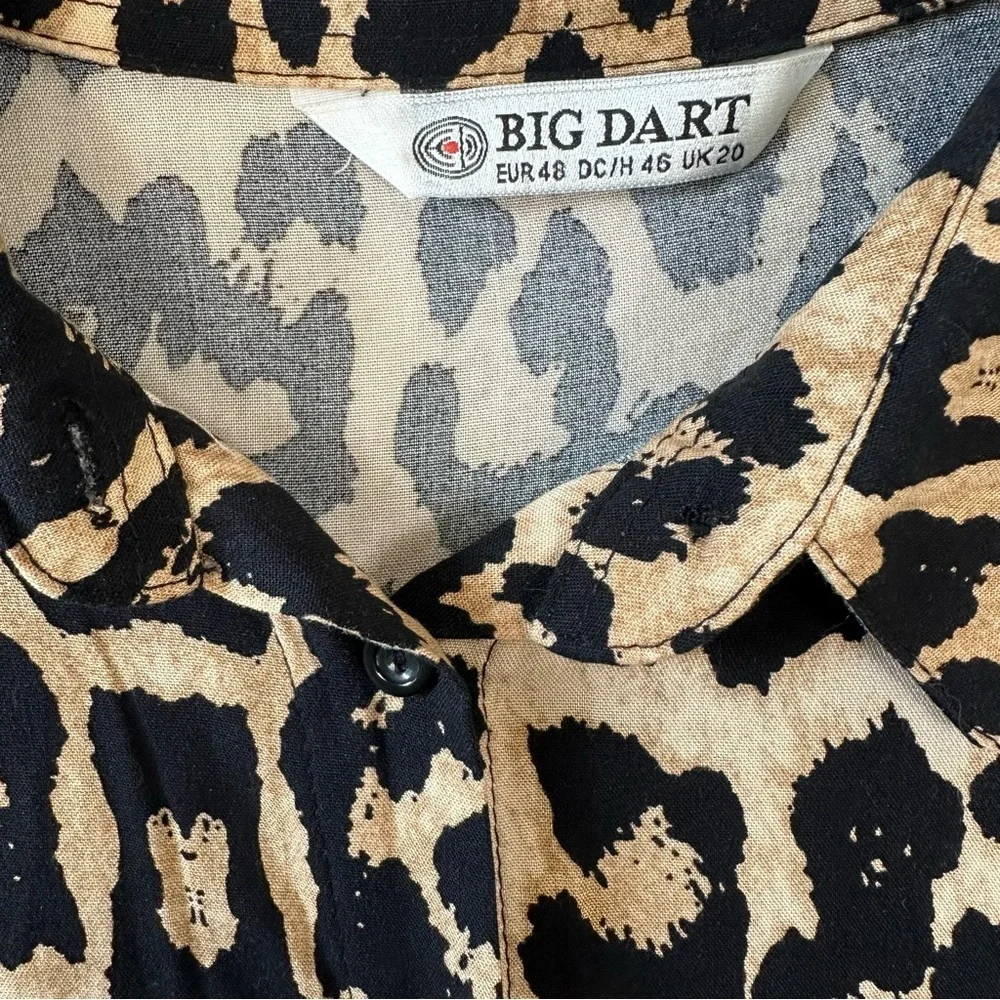 Big Dart Cheetah Print Long Sleeve Blouse Women’s XL black brown UK 20 - Picture 7 of 7